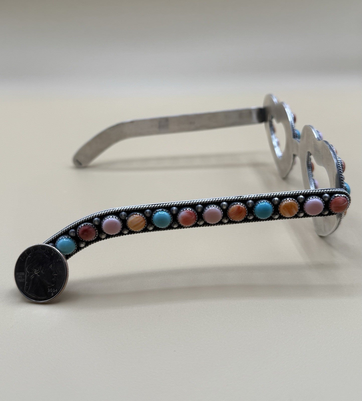 First Ever Navajo Handmade Sterling Silver Multi Stone Glasses By Tricia Smith