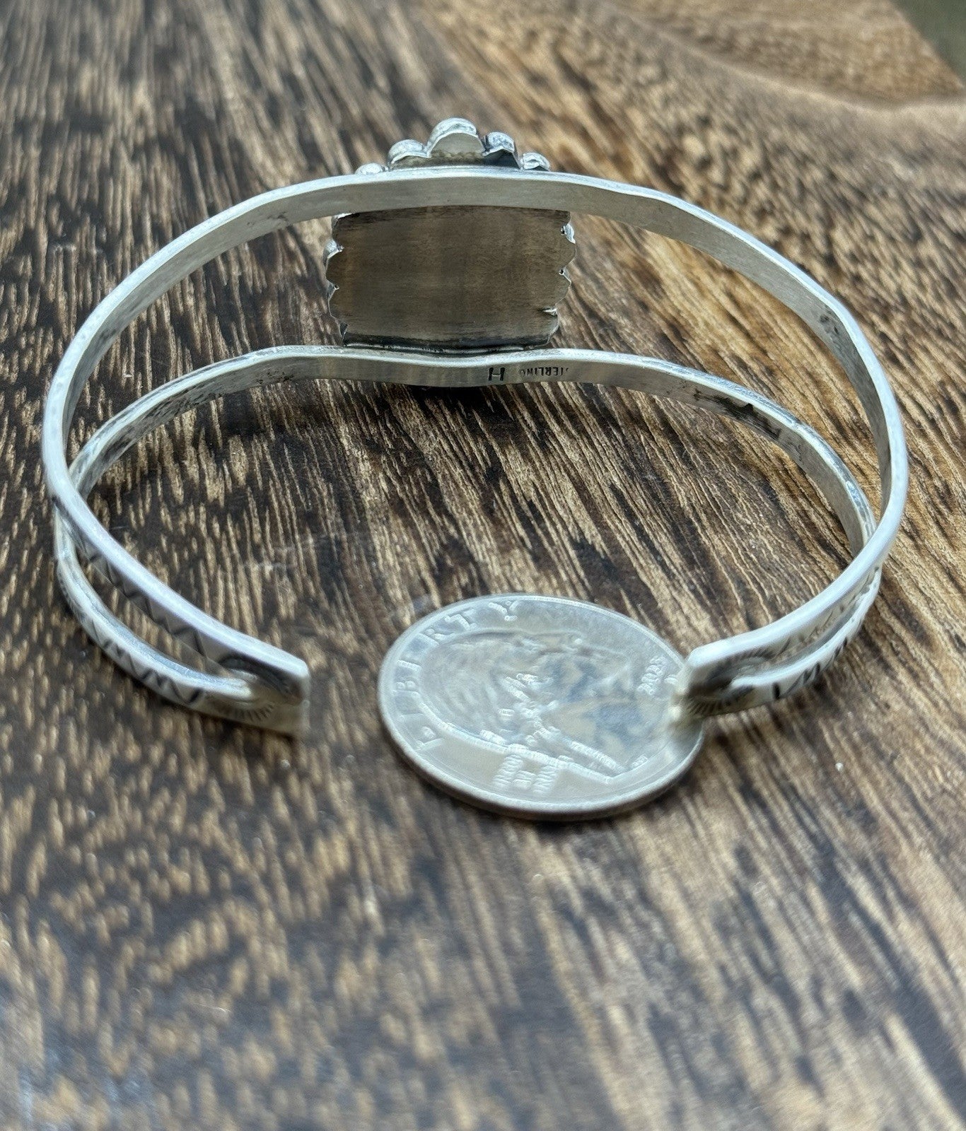 Native Navajo Handmade Sterling Silver Sonoran Gold Turquoise Cuff Bracelet