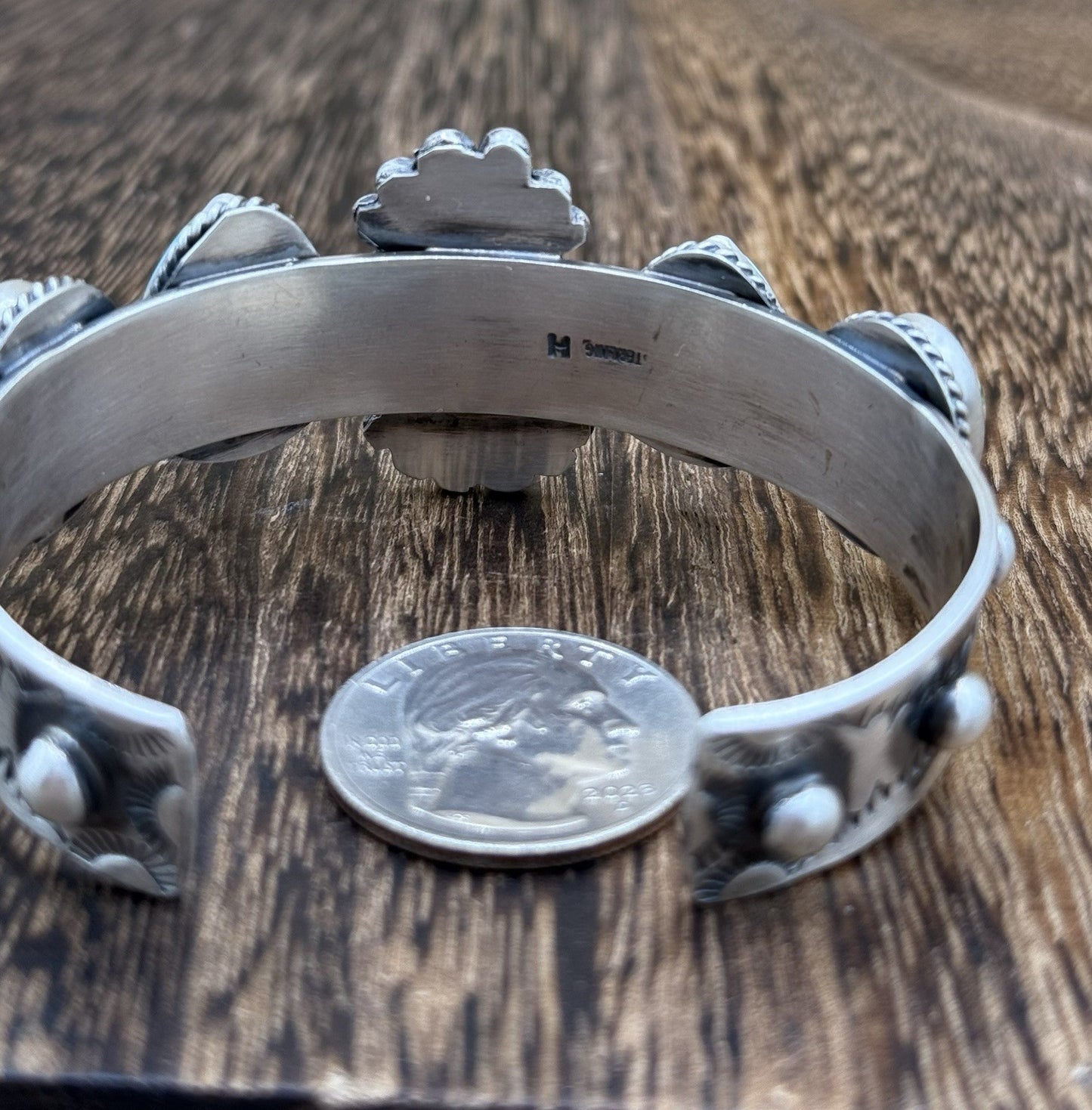 Native Navajo Handmade Sterling Silver Sonoran Gold Turquoise Cuff Bracelet