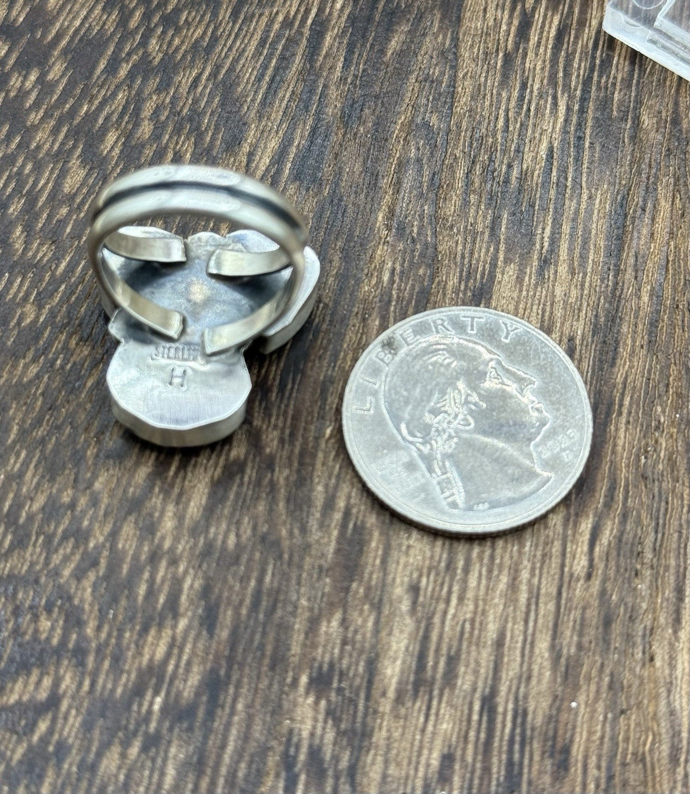 Navajo Handmade Sterling Silver Sonoran Gold Turquoise Cluster Ring Size 7