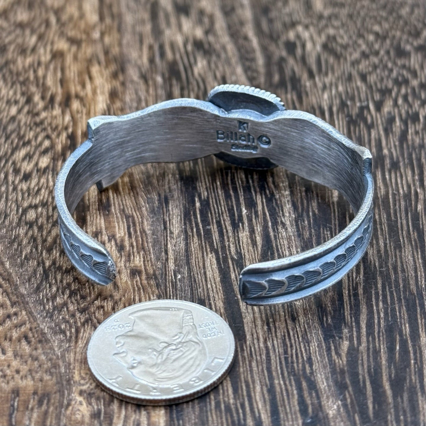 Navajo Handmade Sterling Silver Royston Turquoise Old look Cast Bracelet