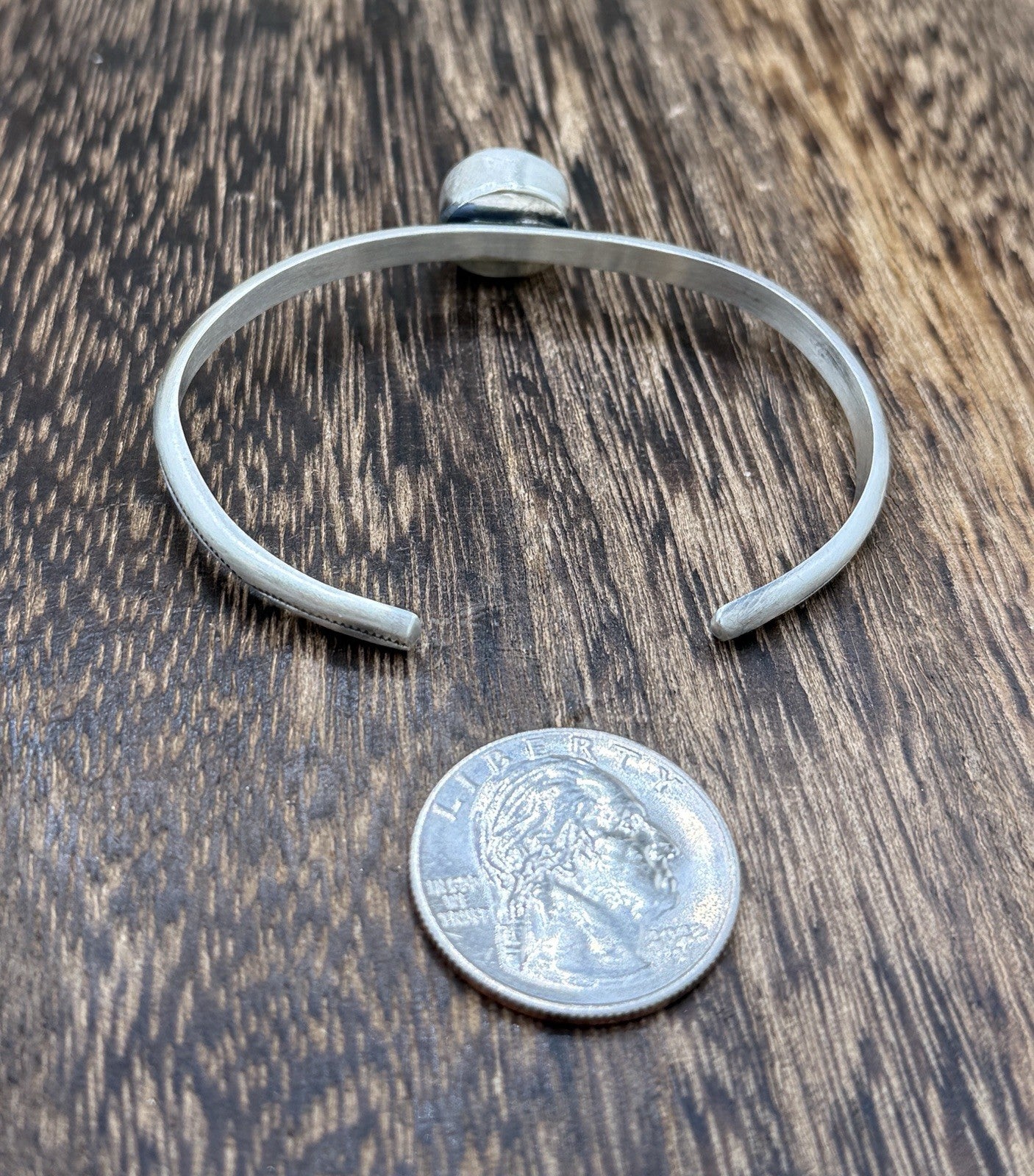 Navajo Handmade Sterling Silver Blue Ridge Turquoise Stacker Cuff Bracelet