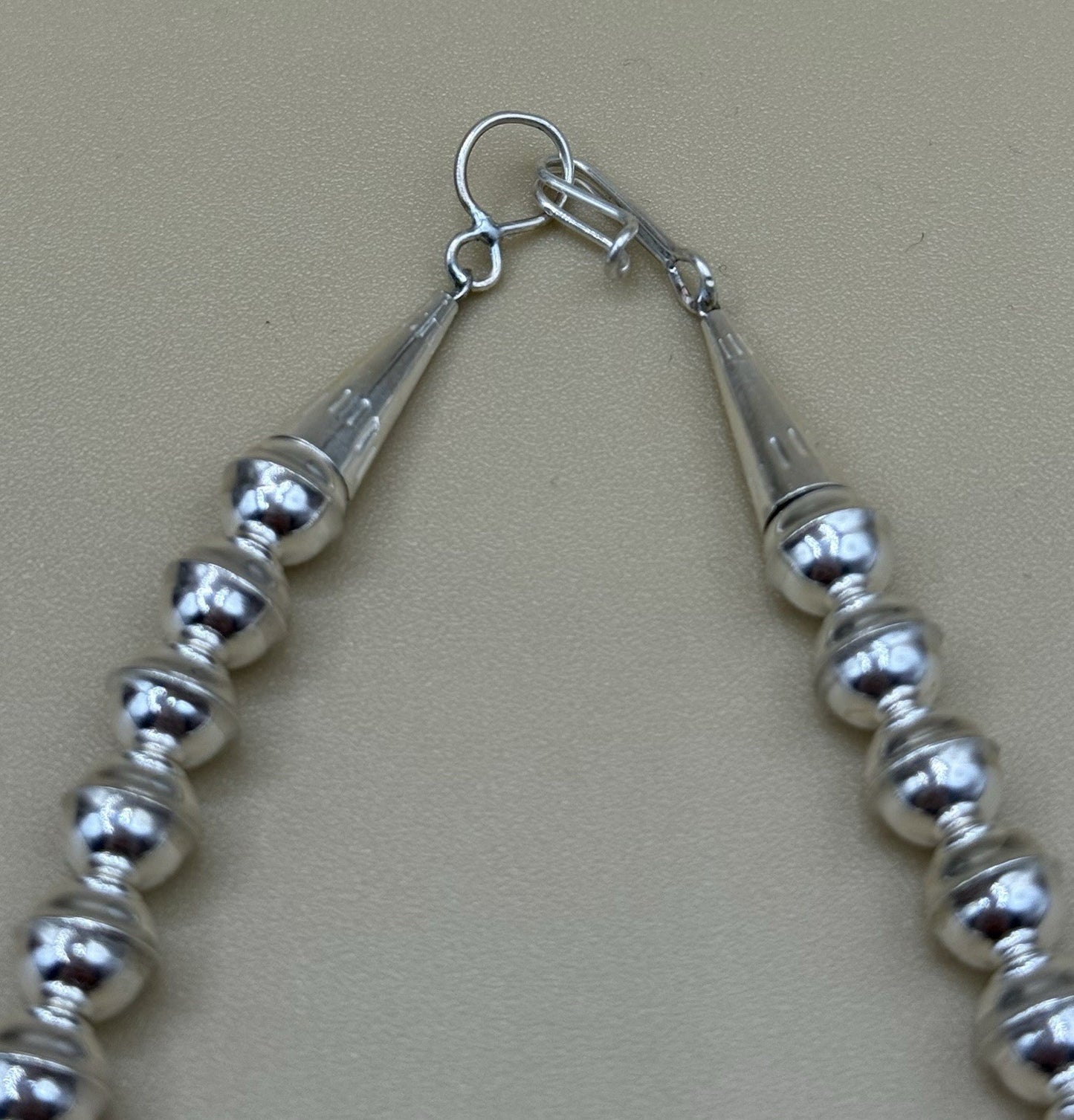 Native American Navajo Handmade Silver Kingman Turquoise Squash Blossom Set 18”