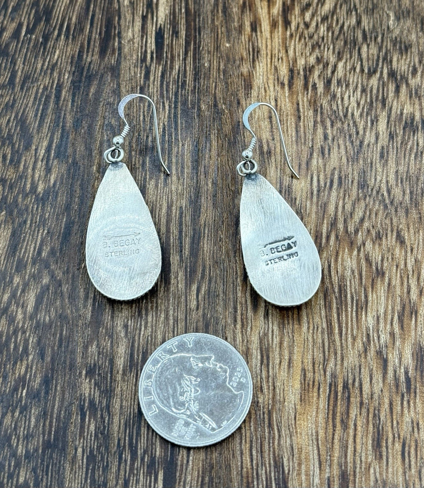 Navajo Handmade Sterling Silver Violet Rose & Blue Dahlia Dangle Drop Earrings