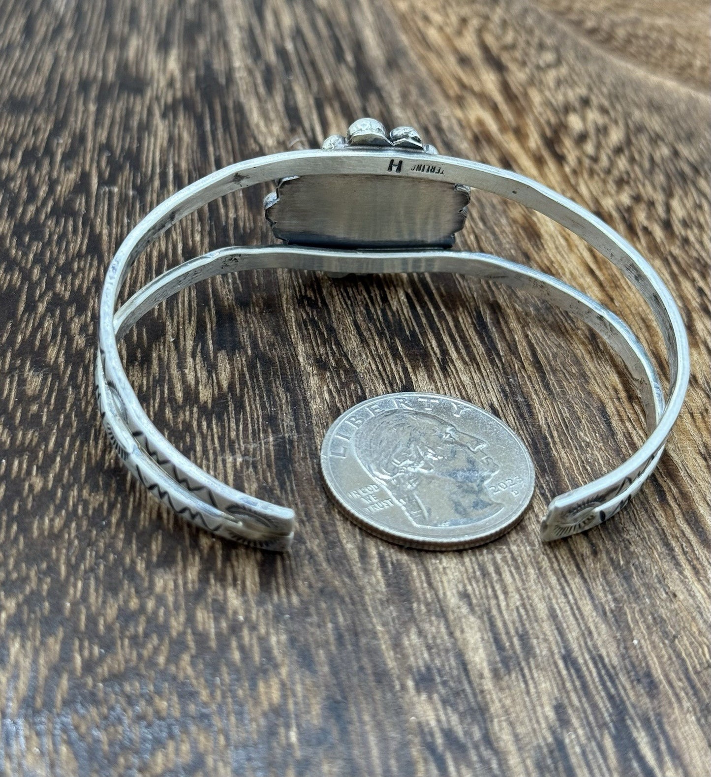 Native Navajo Handmade Sterling Silver Sonoran Gold Turquoise Cuff Bracelet