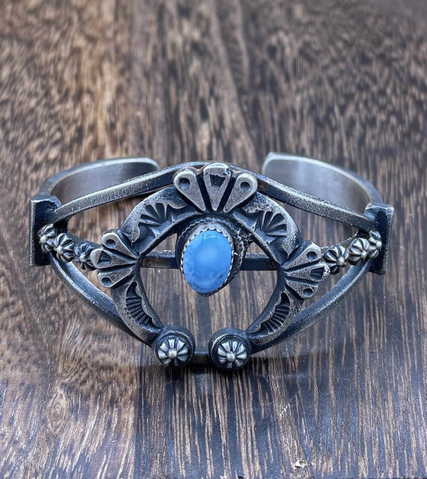 Native American Silver Navajo Handmade Golden Hills Turquoise Old look Bracelet