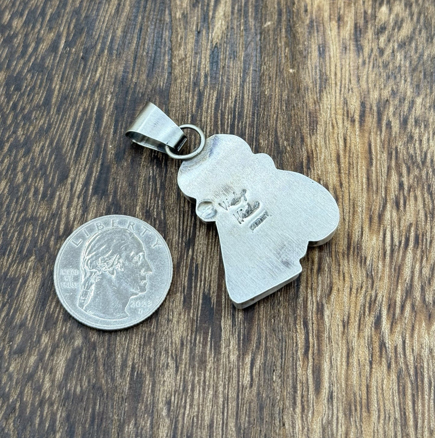 Navajo Handmade Sterling Silver Orange Spiny Oyster Shell Cluster Drop Pendant