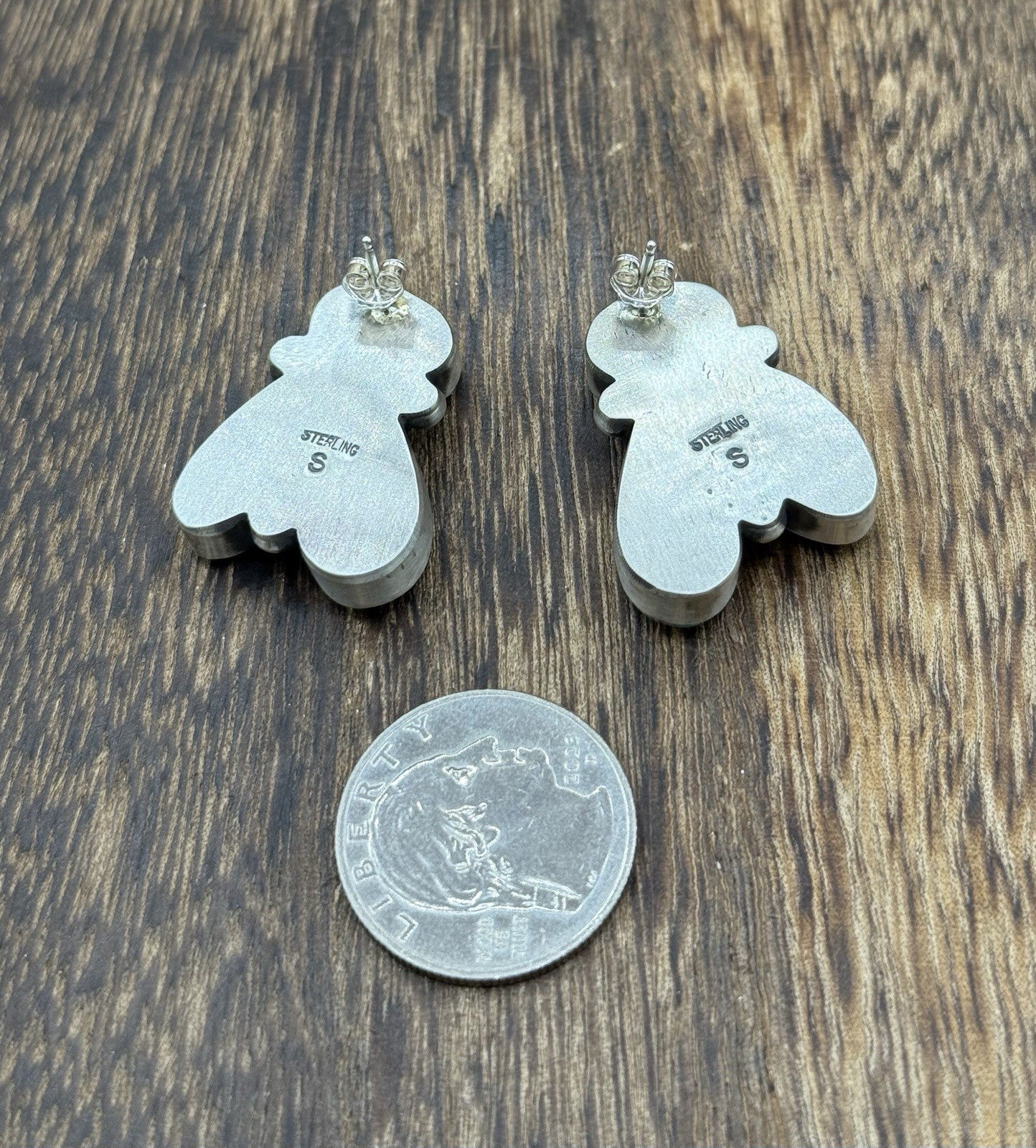 Navajo Handmade Sterling Silver White Water Turquoise Post Cluster Earrings