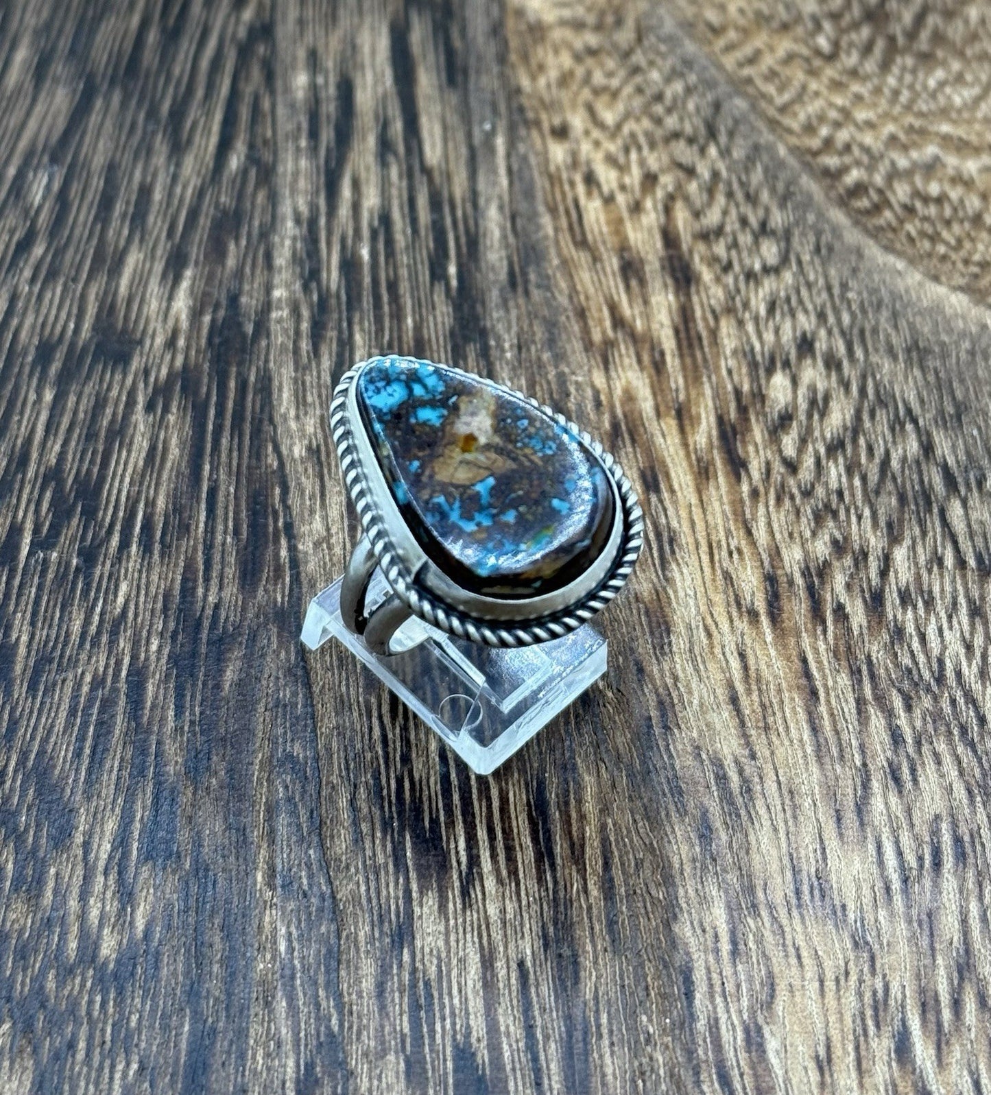 Native American Navajo Handmade Sterling Silver Royston Turquoise Ring Size 9