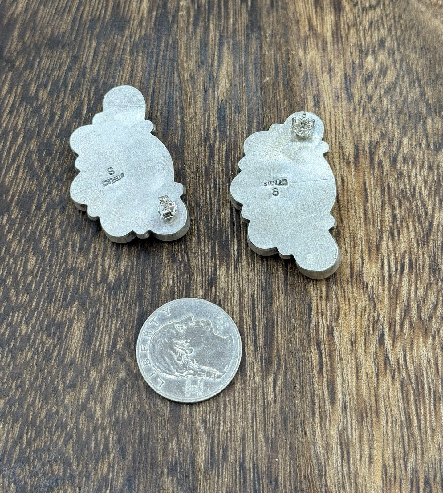 Navajo Handmade Sterling Silver Sonoran Gold Turquoise Half Cluster Earrings