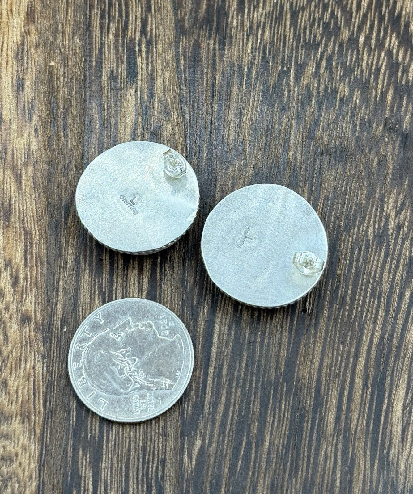 Navajo Handmade Sterling Silver Violet Rose & Blue Dahlia Post Earrings Letricia