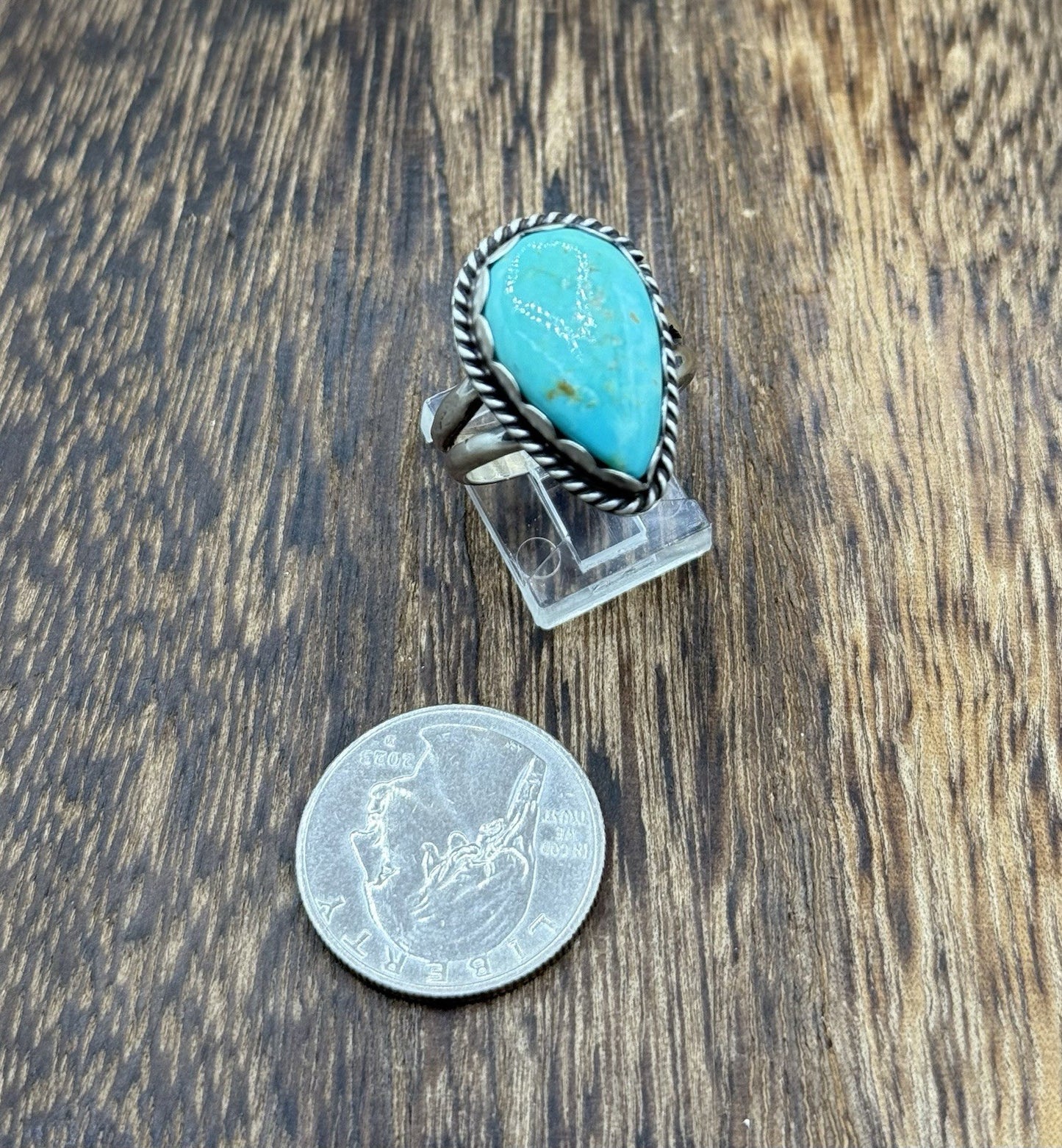 Native American Navajo Handmade Sterling Silver Royston Turquoise Ring Size 9