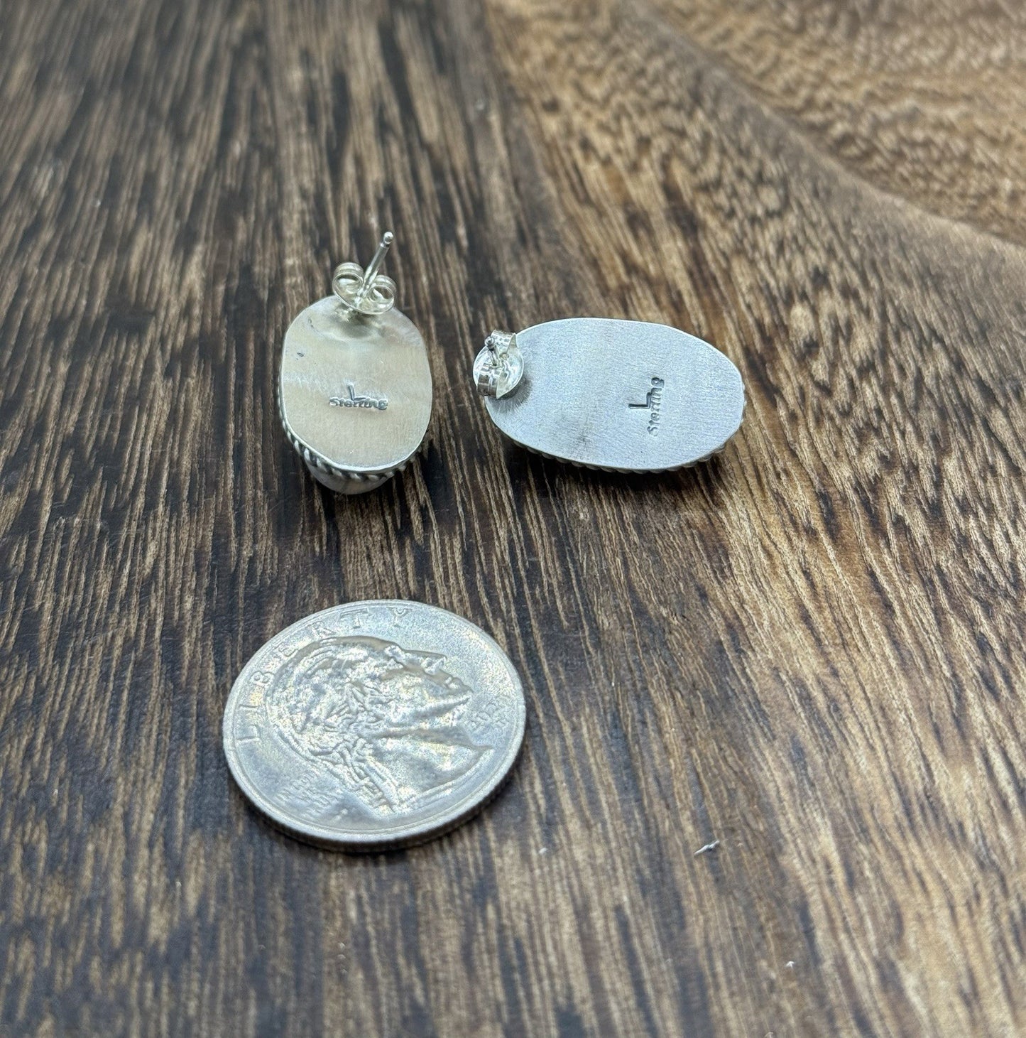 Native American Navajo Handmade Sterling Silver Black Onyx Post Stud Earrings