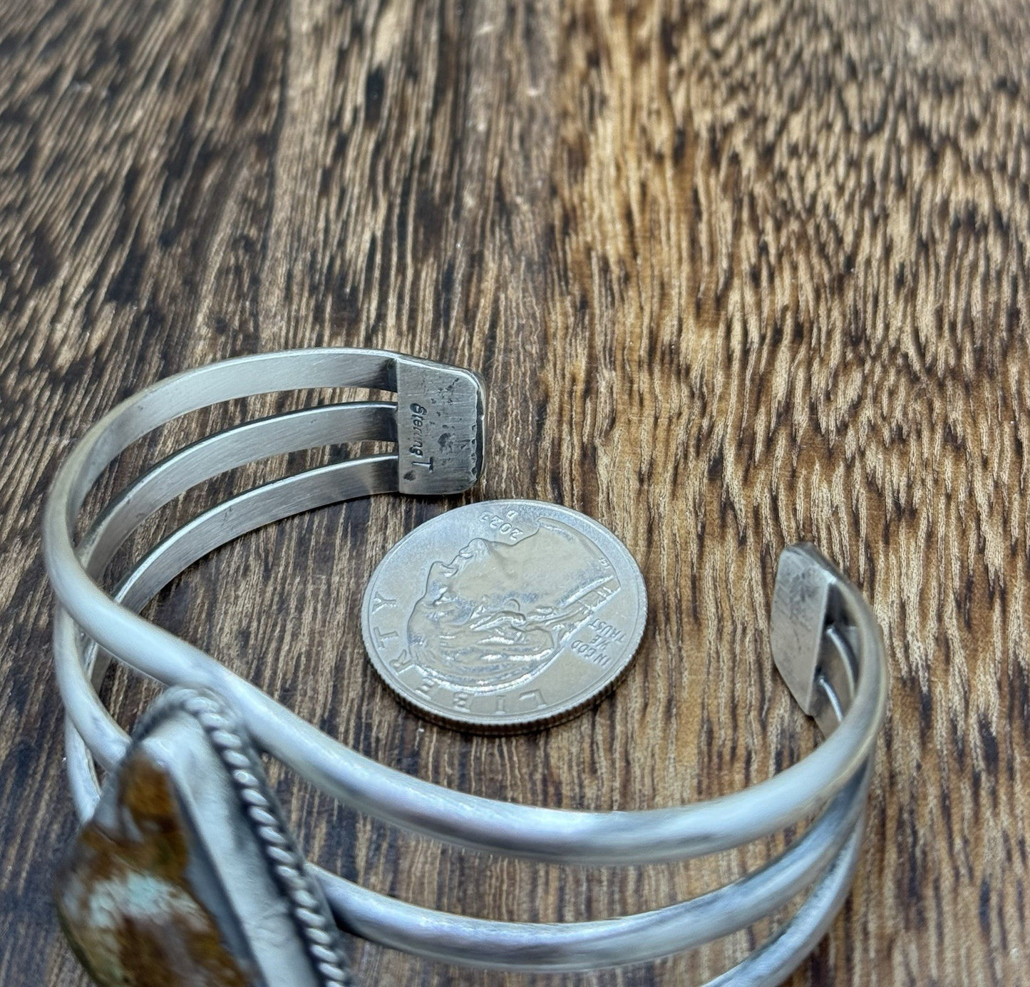 Native American Navajo Handmade Sterling Silver Royston Turquoise Cuff Bracelet