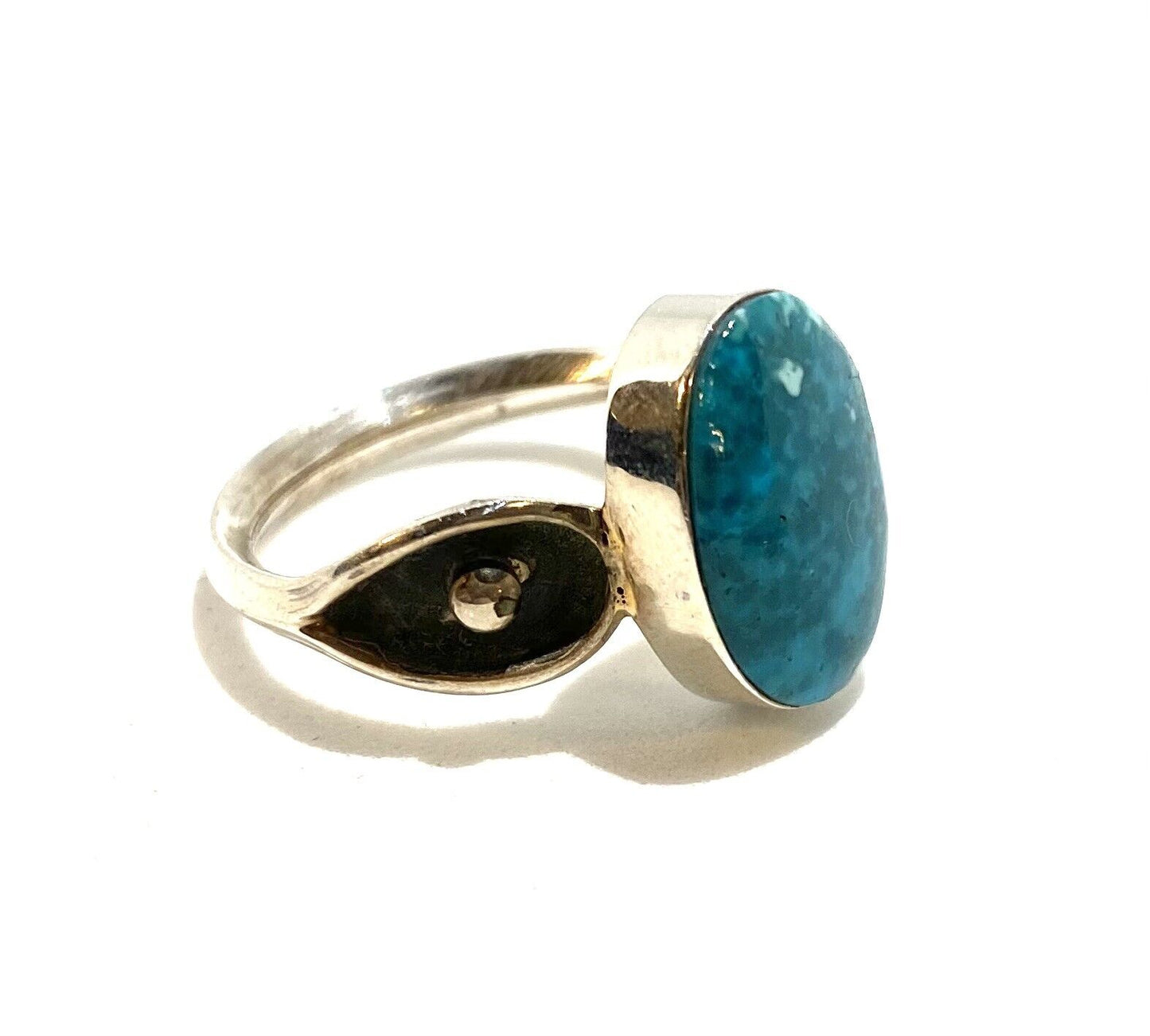 Native American Sterling Navajo Handmade Natural Turquoise Ring Size 7.5