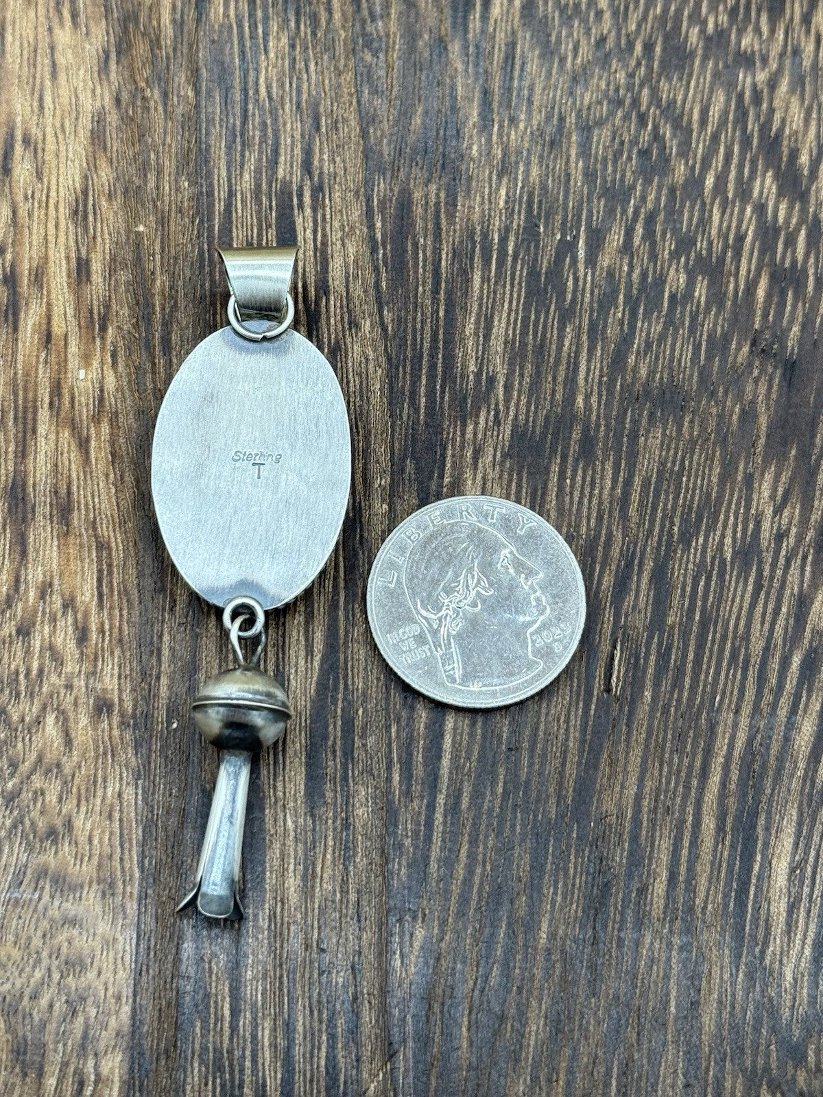 Native Navajo Handmade Sterling Silver Violet Rose Dahlia Dangle Blossom Pendant