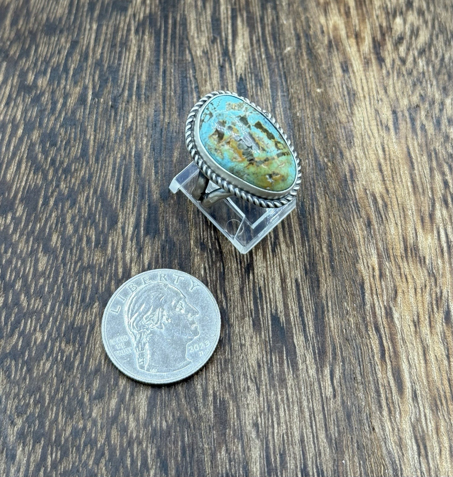 Native American Navajo Handmade Sterling Silver Royston Turquoise Ring Size 7