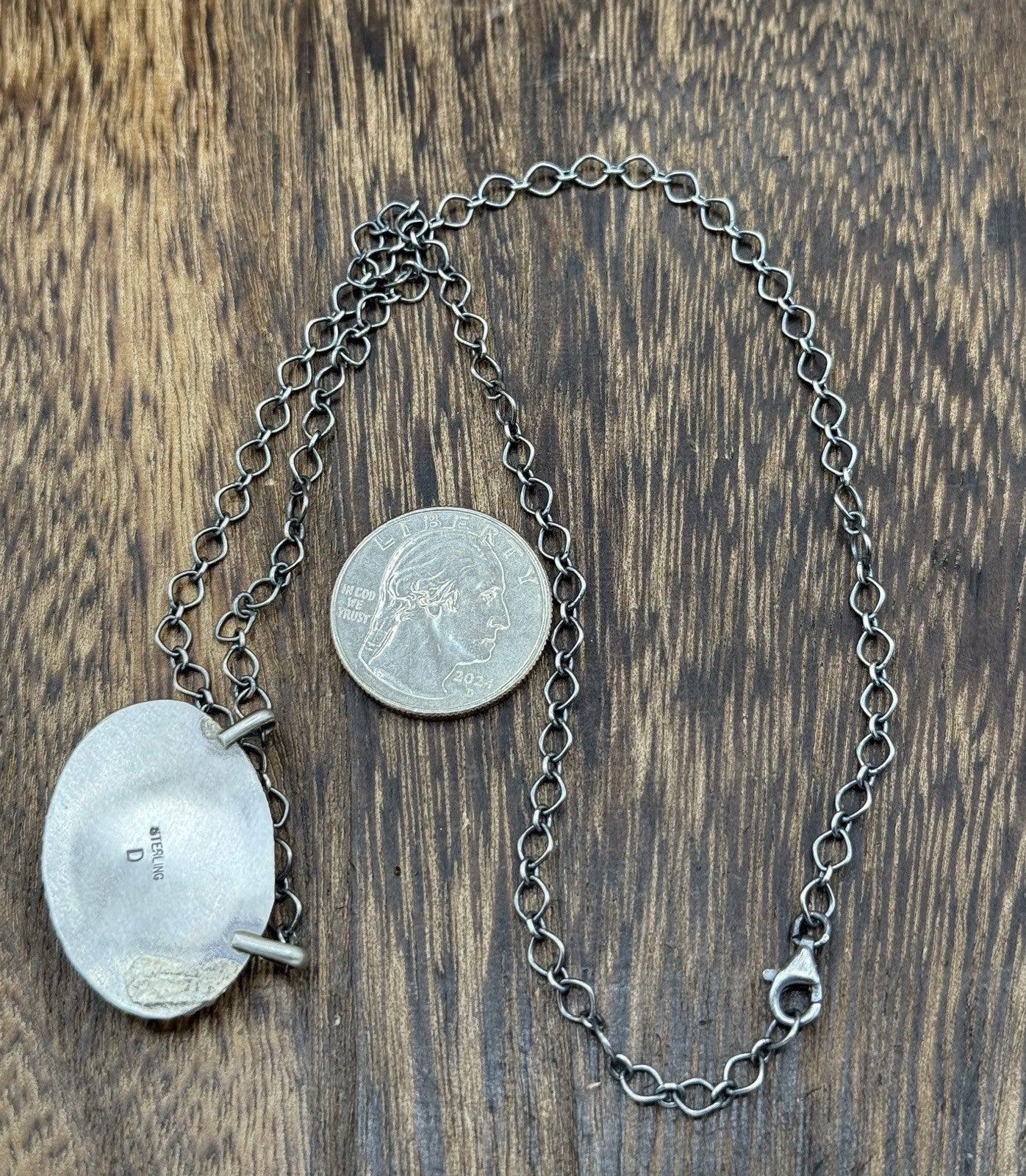 Native American Navajo Handmade Sterling Silver Dahlia Rose Bar Necklace 18”