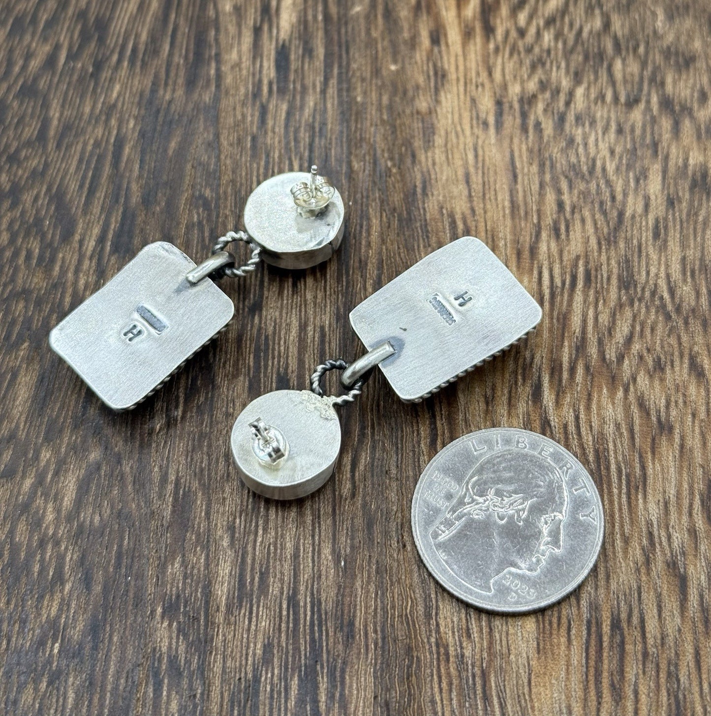 Navajo Handmade Sterling Silver Mixed Spiny Oyster Shell Post Dangle Earrings