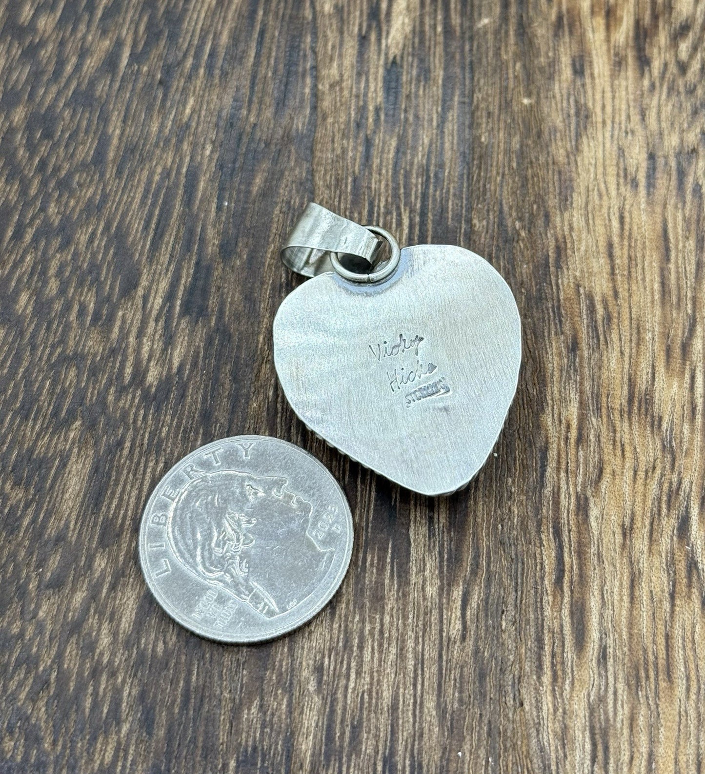 Navajo Handmade Sterling Silver Red Spiny Oyster Shell Heart Shaped Pendant