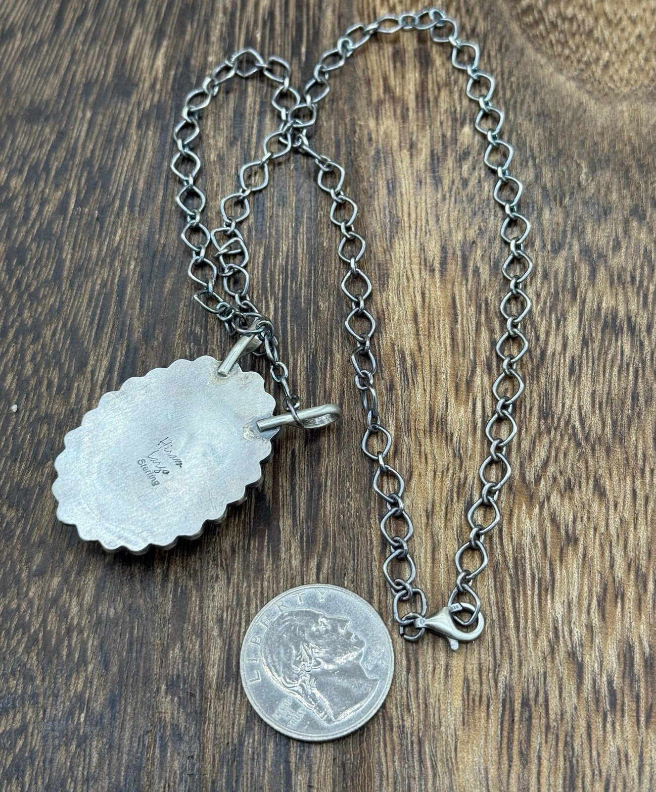 Native Navajo Handmade Sterling Silver Sonoran Gold Turquoise Necklace 18” Large