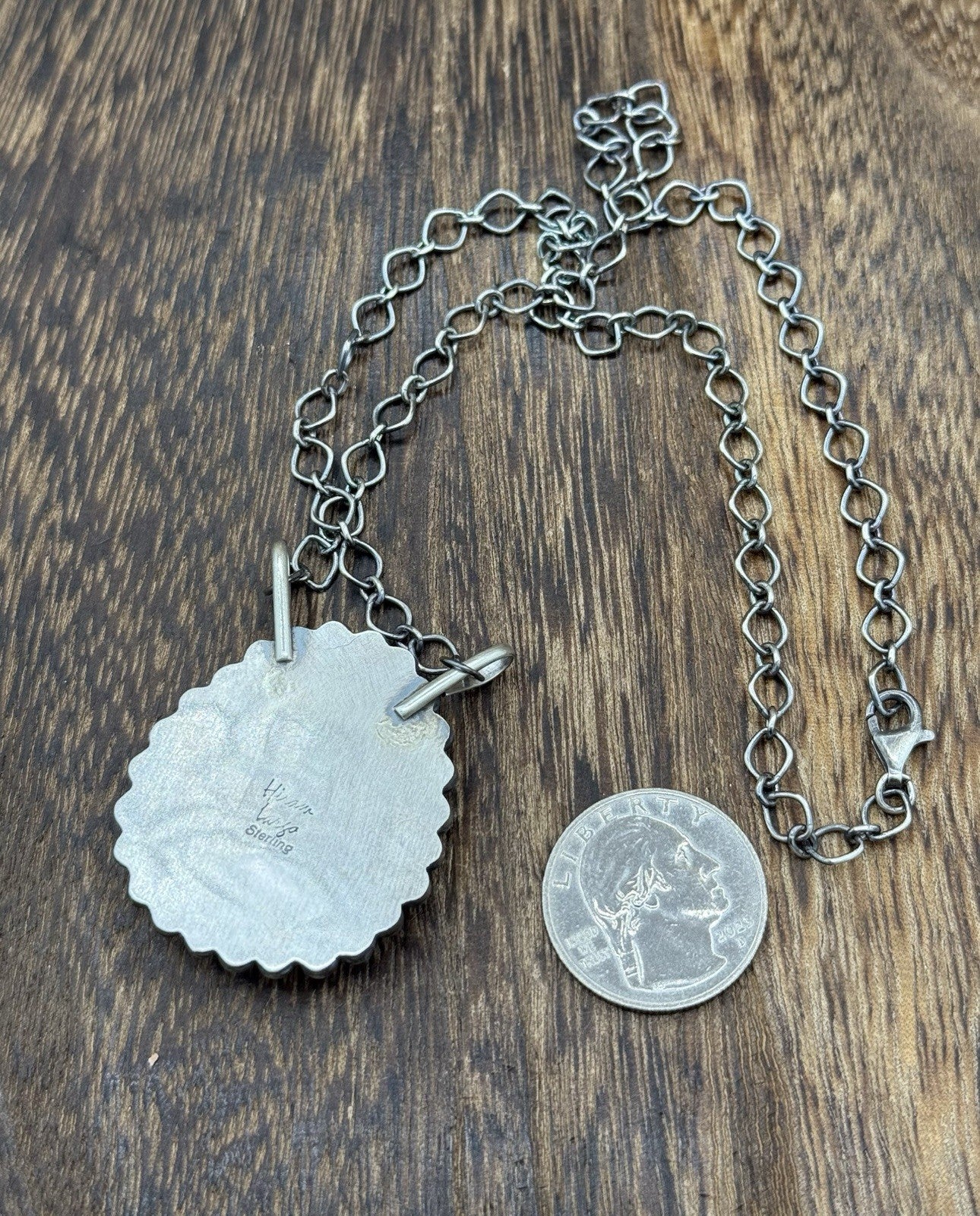 Native Navajo Handmade Sterling Silver Sonoran Gold Turquoise Necklace 18” Large