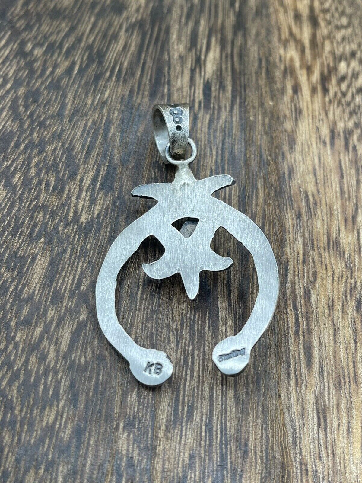 Native American Indian Navajo Handmade Silver Old Look Pink Concho Naja Pendant