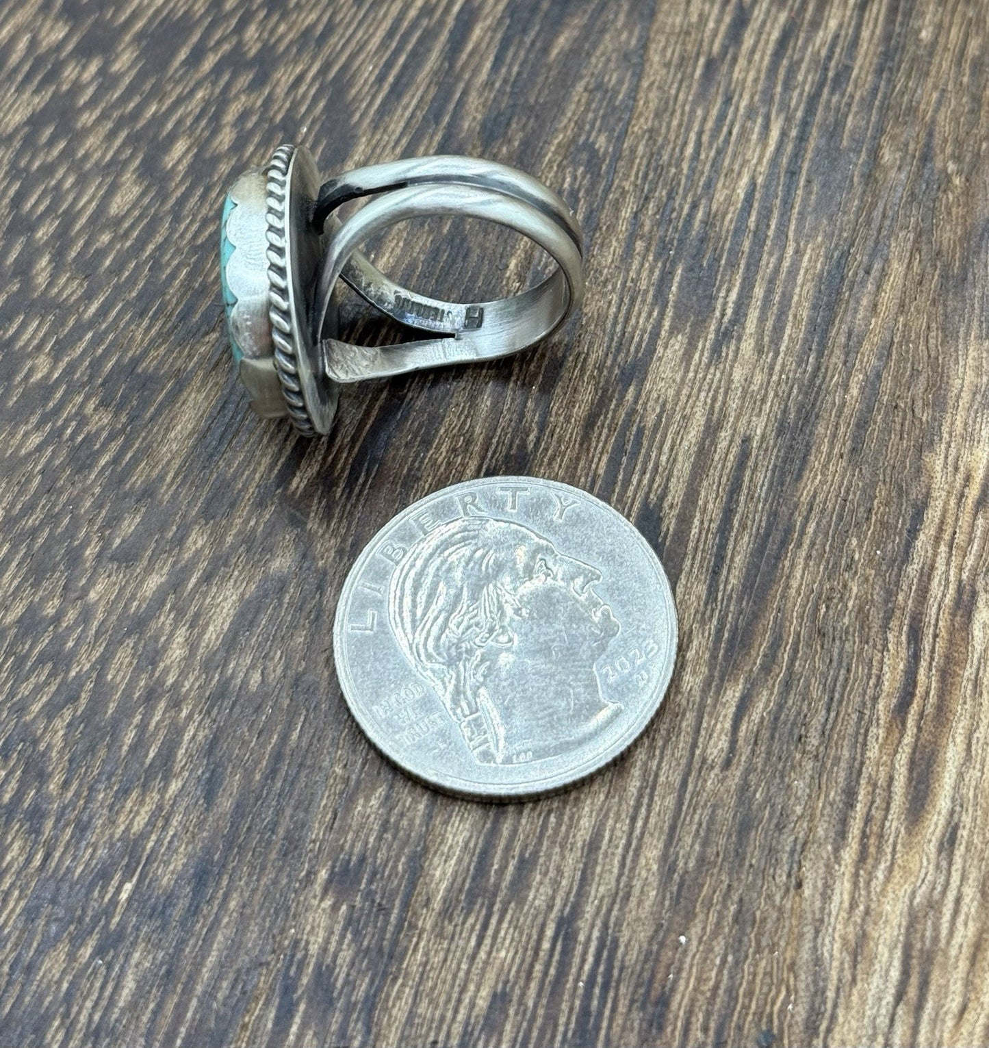 Native American Navajo Handmade Sterling Silver Royston Turquoise Ring Size 7