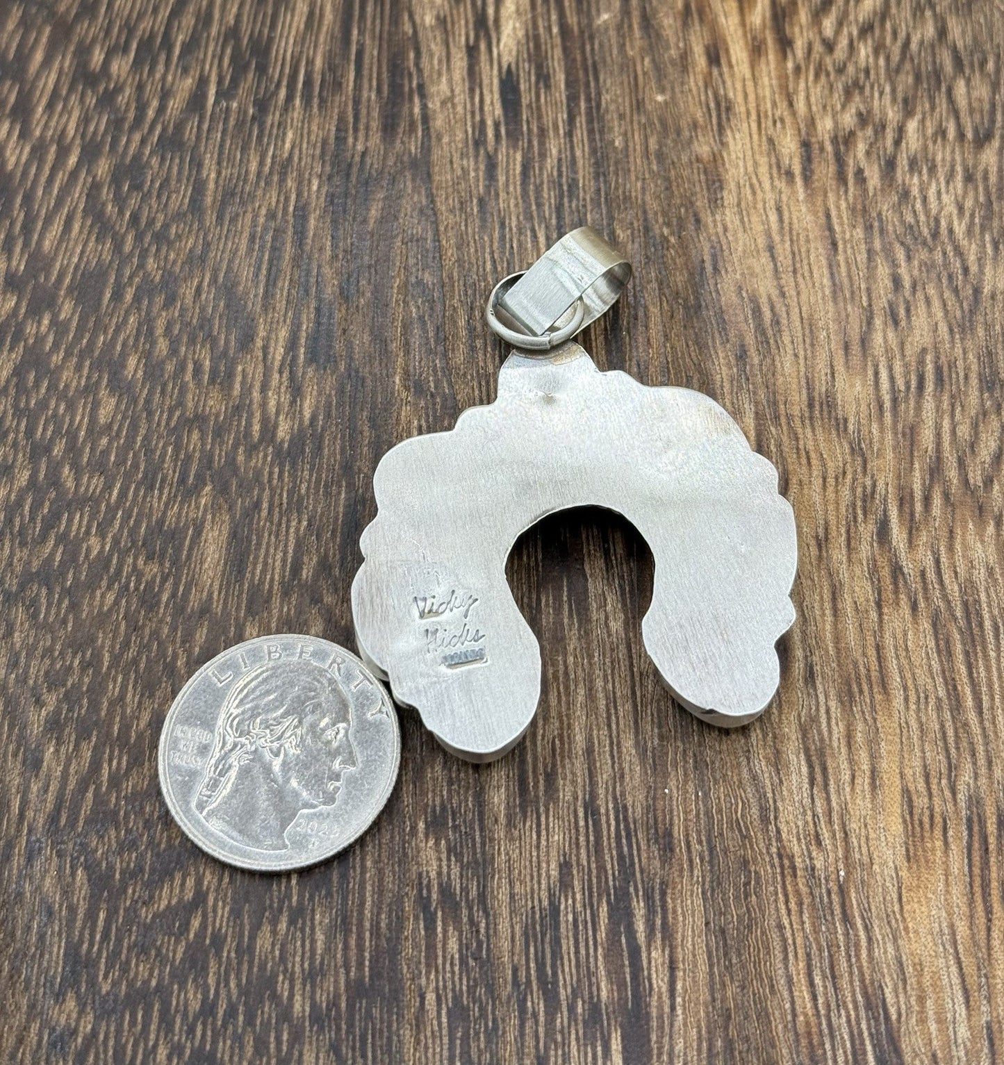 Native Navajo Handmade Sterling Silver Blue Ridge Turquoise Cluster Naja Pendant