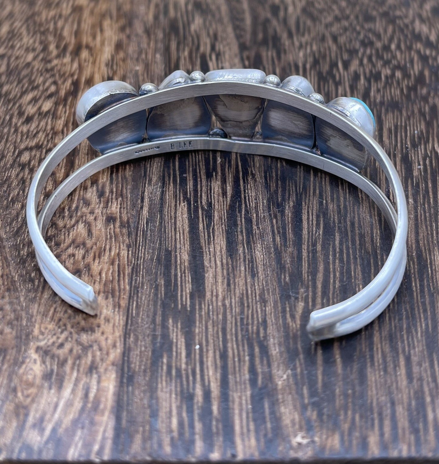 Native American Navajo Handmade Sterling Silver Multi Stone color Cuff Bracelet