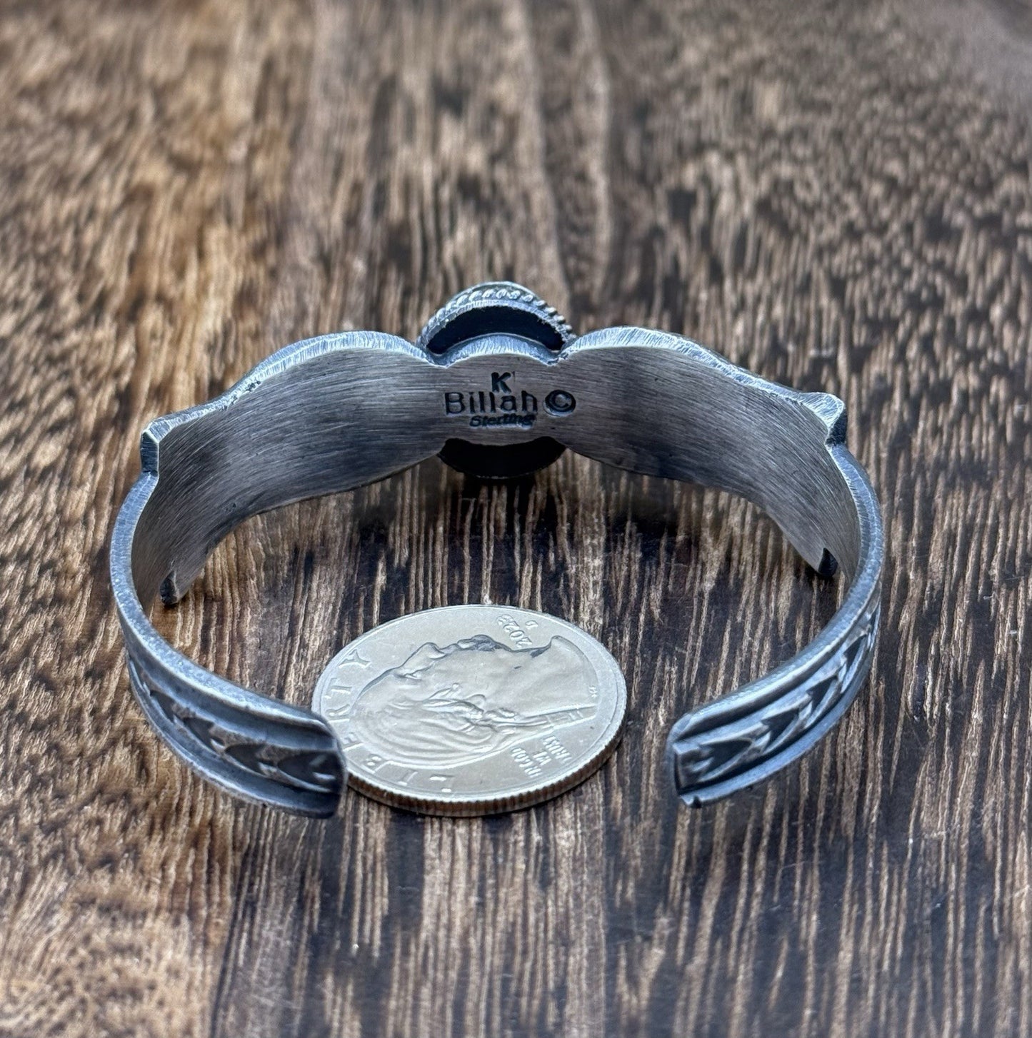 Navajo Handmade Sterling Silver Emerald Valley Turquoise Old look Cast Bracelet