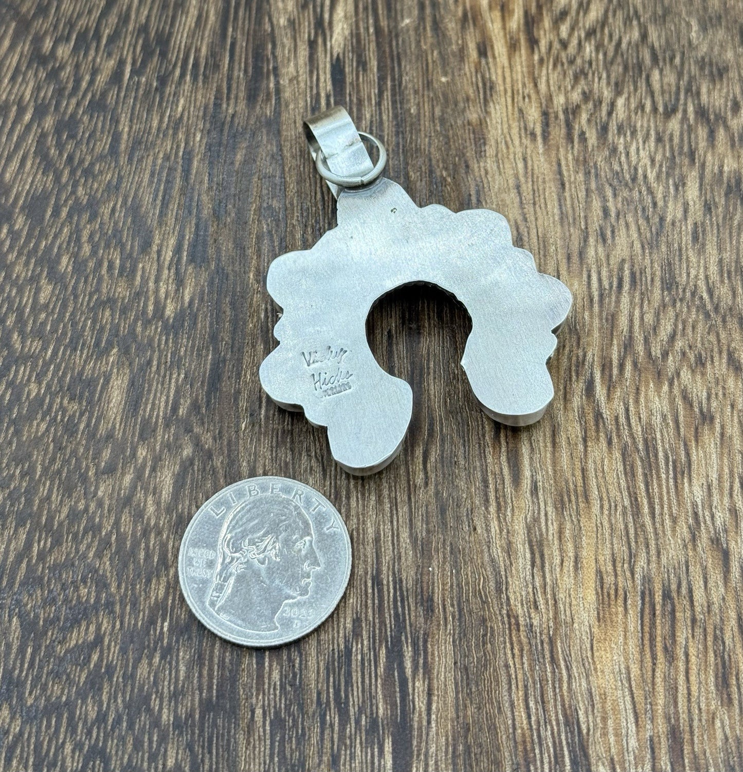 Native Navajo Handmade Sterling Silver Blue Ridge Turquoise Cluster Naja Pendant