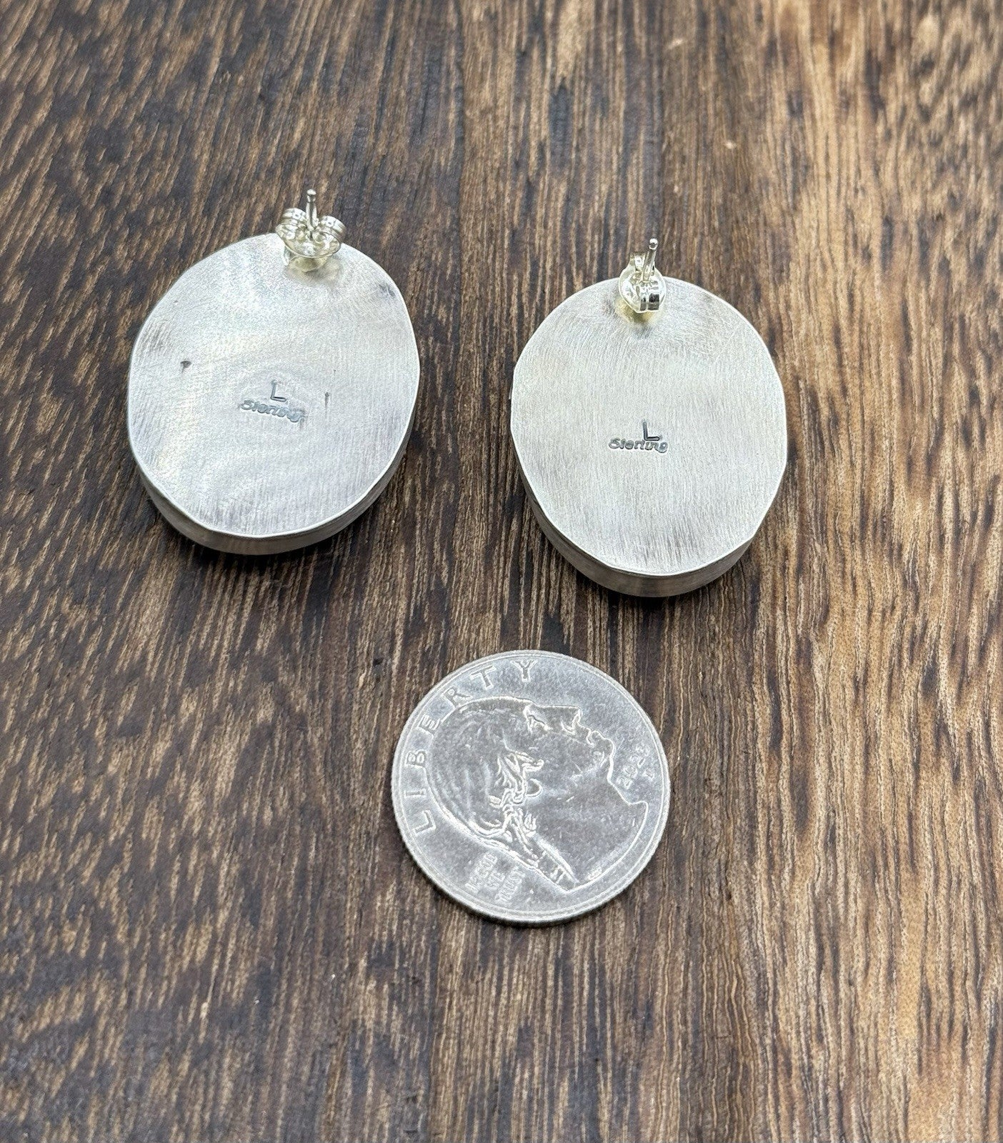 Native Navajo Handmade Sterling Silver Blue Glacier Turquoise Post Stud Earrings