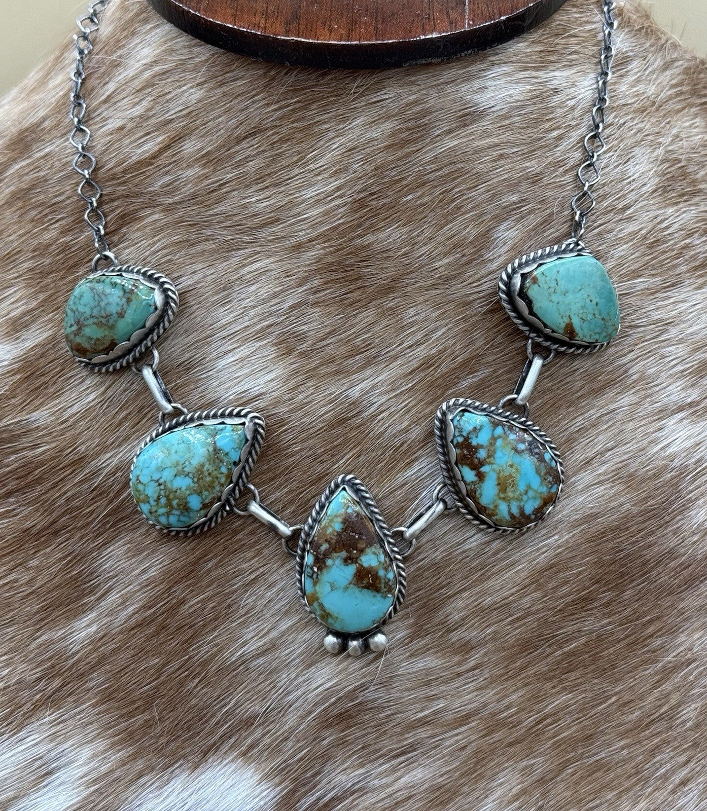 Native Navajo Handmade Sterling Silver Kingman Turquoise Choker Necklace 15β