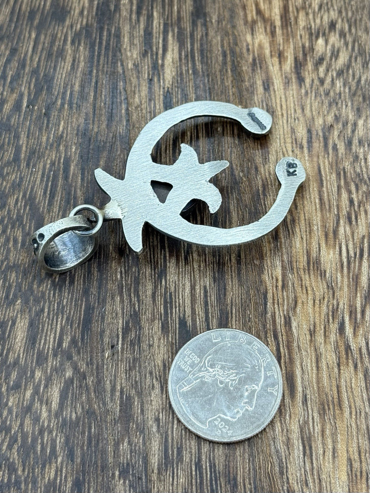 Navajo Handmade Sterling Silver Old Look Golden Hills Turquoise Naja Pendant