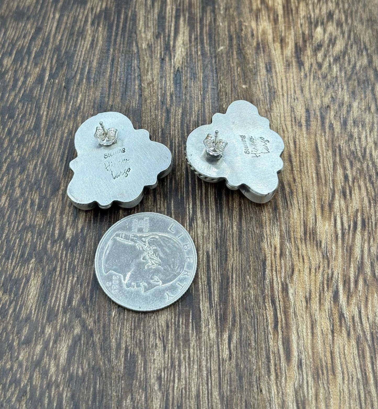 Native Navajo Handmade Sterling Silver Pink Conch Shell Cluster Earrings