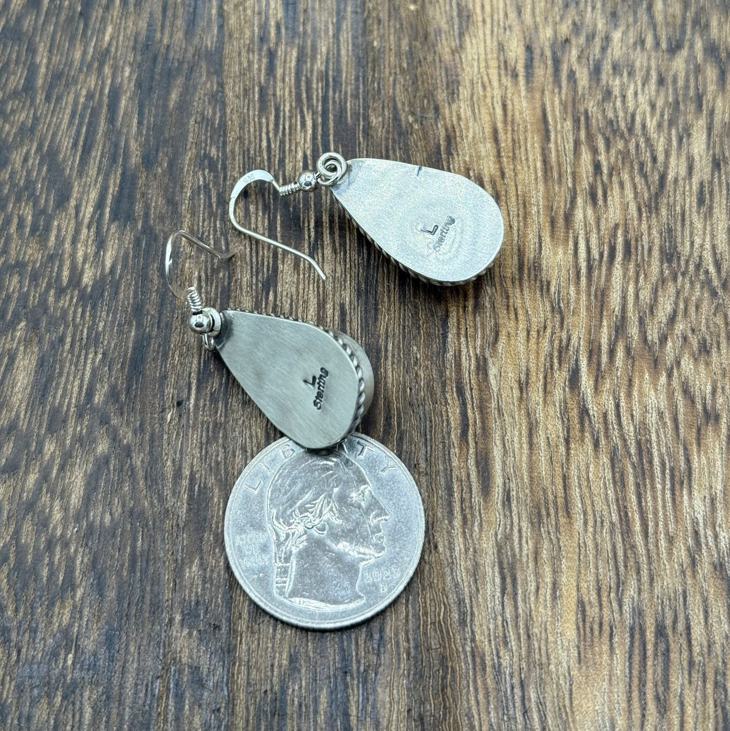 Native Navajo Handmade Sterling Silver Orange Spiny Oyster Shell Dangle Earrings