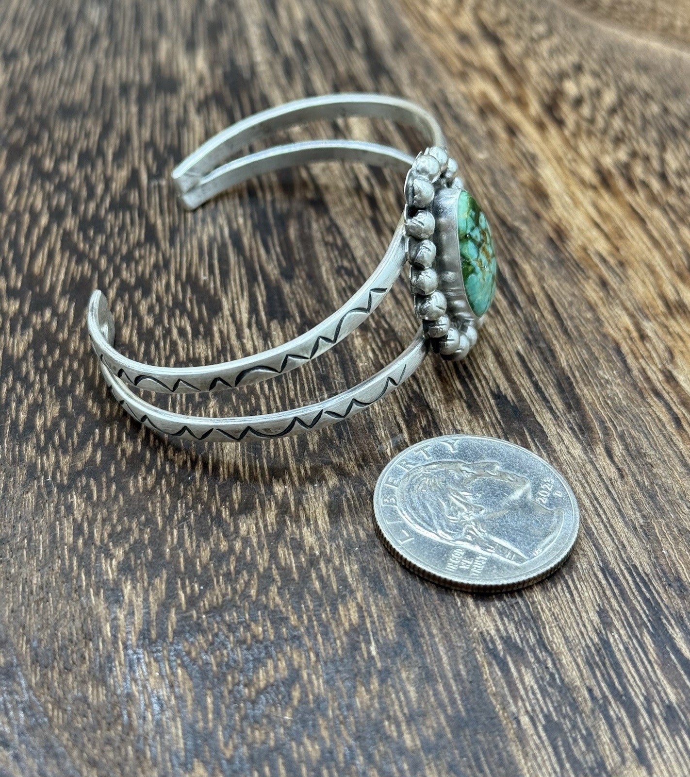 Native Navajo Handmade Sterling Silver Sonoran Gold Turquoise Cuff Bracelet