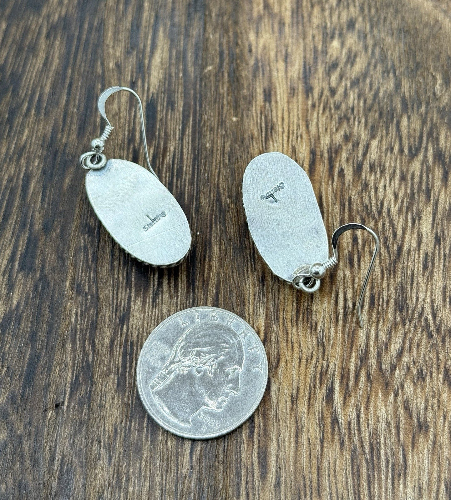 Native Navajo Handmade Sterling Silver Orange Spiny Oyster Shell Dangle Earrings