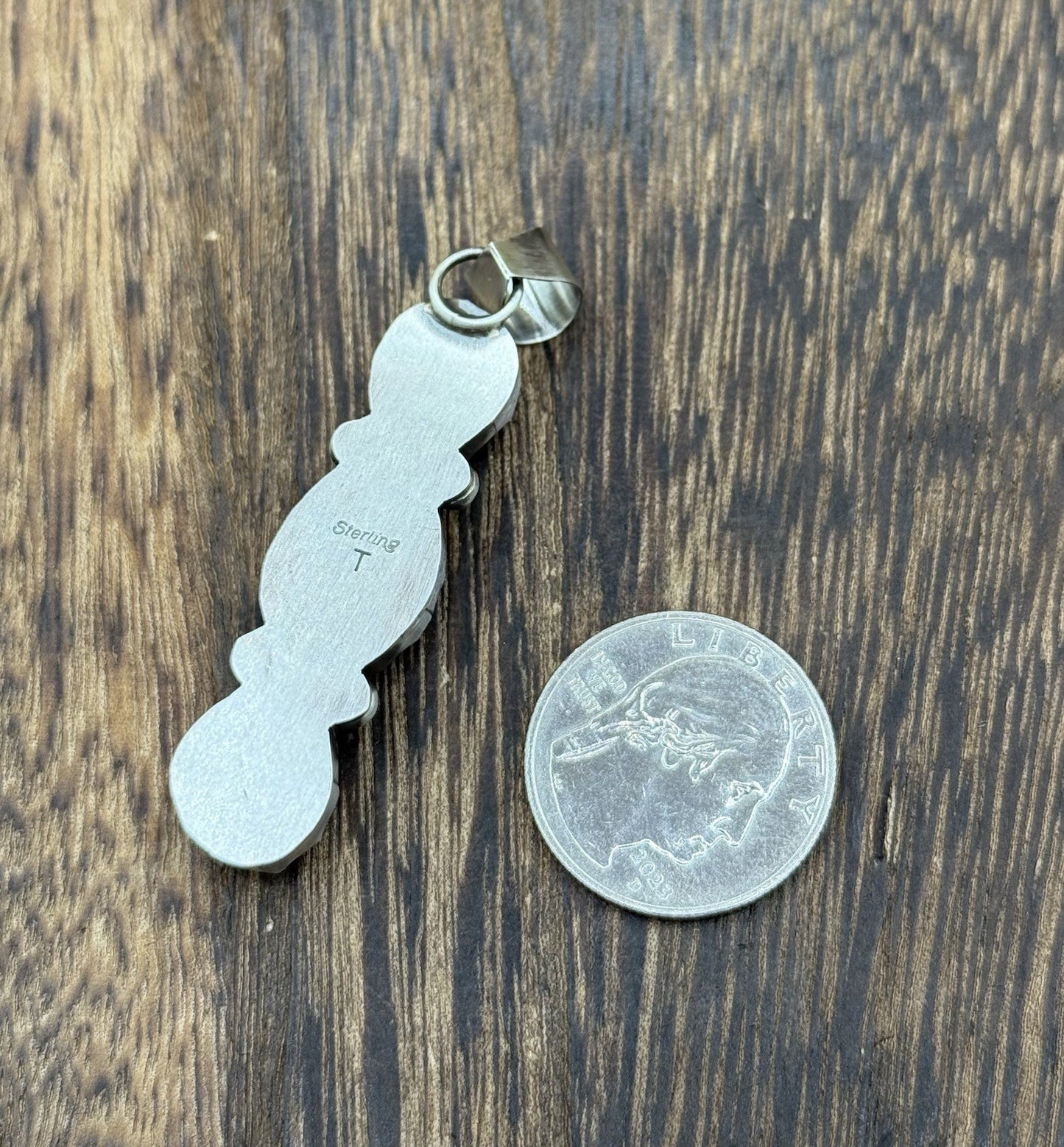 Navajo Handmade Sterling Silver Golden Hills Turquoise Cluster Drop Pendant