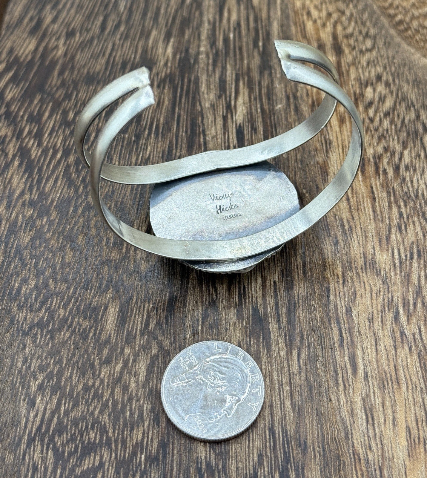 Navajo Handmade Sterling Silver Sonoran Gold Turquoise Cluster Cuff Bracelet