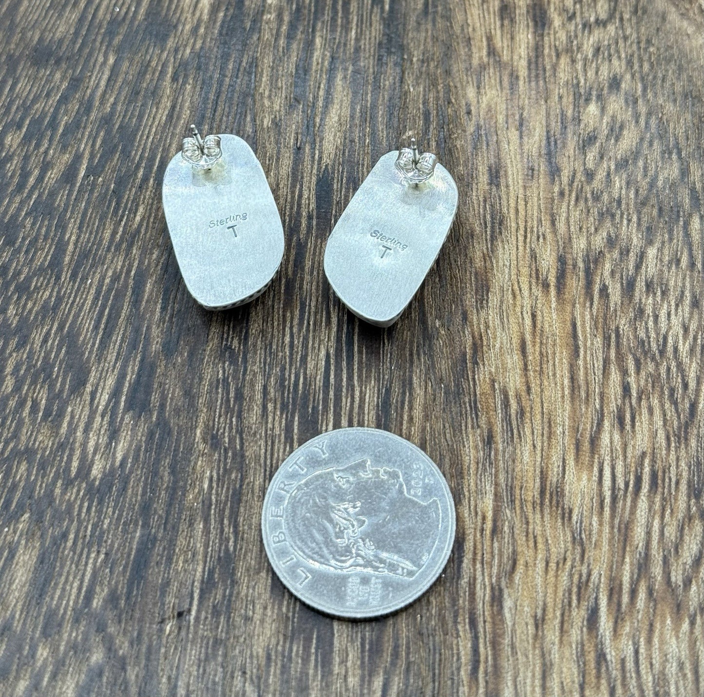 Native Navajo Handmade Sterling Silver Red Spiny Oyster Shell Post Stud Earrings