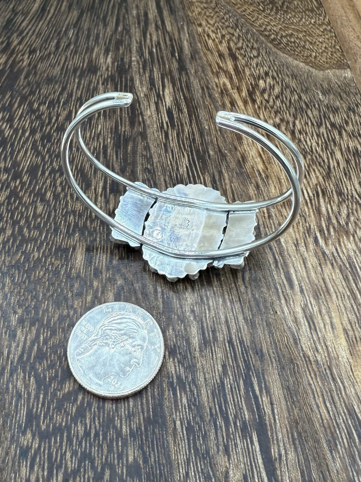 Navajo Handmade Sterling Silver Turquoise Traditional Cluster Cuff Bracelet