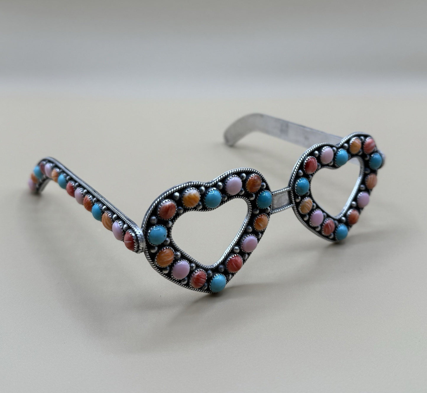First Ever Navajo Handmade Sterling Silver Multi Stone Glasses By Tricia Smith