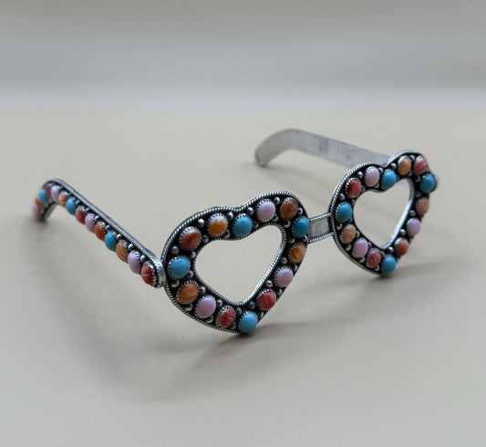 First Ever Navajo Handmade Sterling Silver Multi Stone Glasses By Tricia Smith