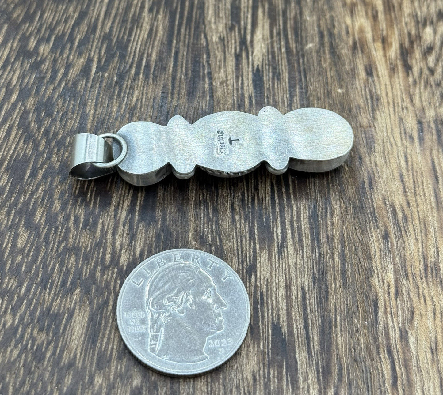 Navajo Handmade Sterling Silver White Water Turquoise Cluster Drop Pendant