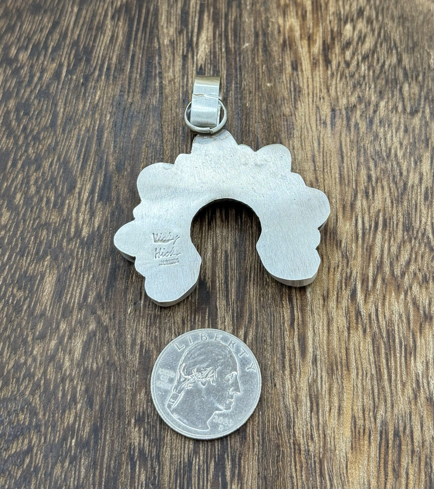 Native Navajo Handmade Sterling Silver Blue Ridge Turquoise Cluster Naja Pendant