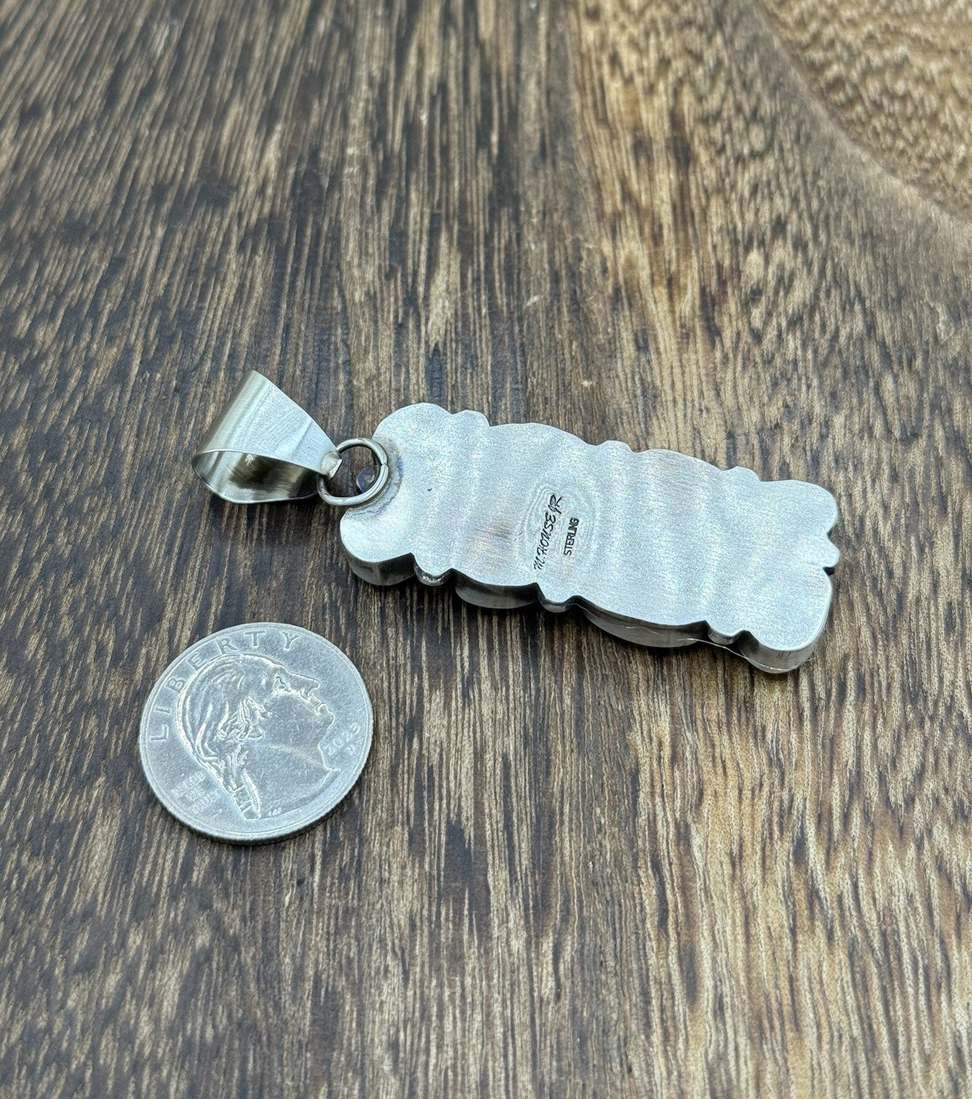 Navajo Handmade Sterling Silver Sonoran Gold Turquoise Cluster Drop Pendant