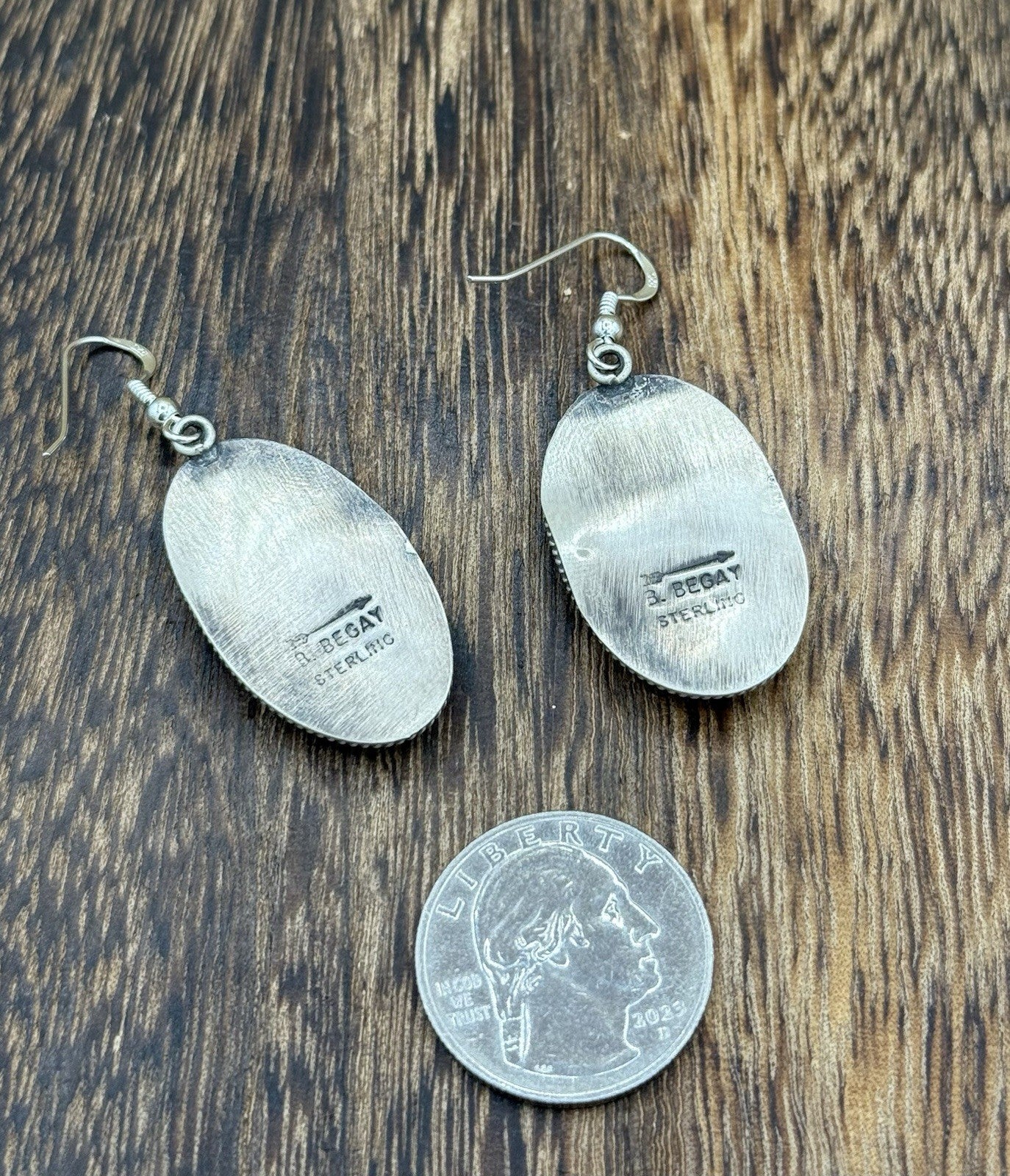 Navajo Handmade Sterling Silver Violet Rose & Blue Dahlia Dangle Drop Earrings