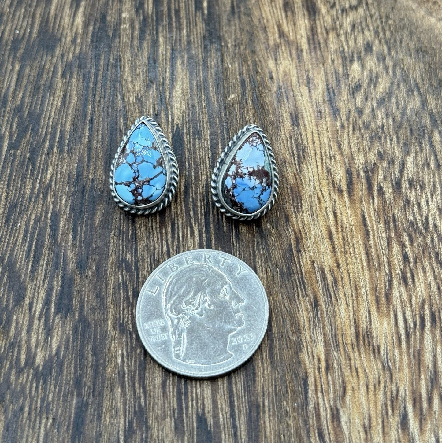 Native Navajo Handmade Sterling Silver Golden Hills Turquoise Post Stud Earrings
